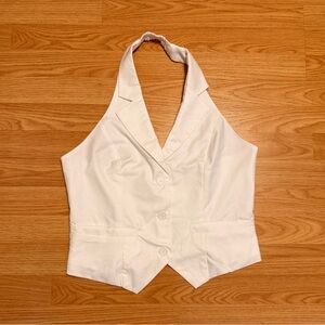 Collard White Haltered Crop Top